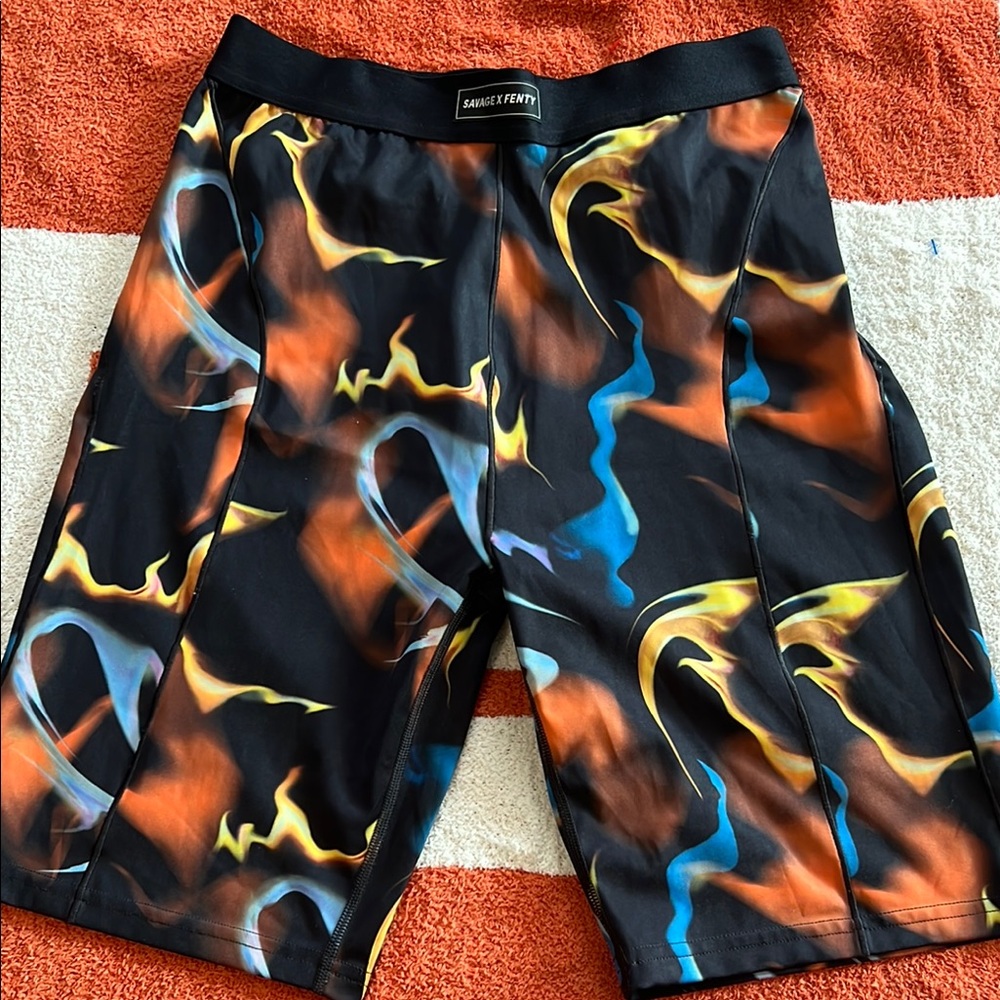 Savage X Fenty Black and Orange Board Shorts Dynamic Swimwear size XL